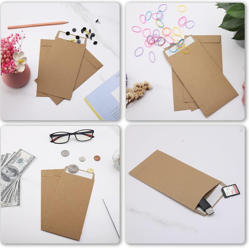 Keketer 100 Pack Cash Envelopes Self adhesive 6.7x3.5 Inch, Fit for Envelope Money Saving Challenge, Kraft Paper 120 GSM Thick Money Envelopes for Cash, Budgeting, Cash Tips, Check, Coin & Tickets - Image 3